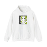 Not Alone Alien Unisex Hoodie UFO Graphic Pullover Sweatshirt Cartoon Extraterrestrial Sci Fi Space Themed Conspiracy Inspired Paranormal Streetwear