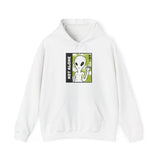 Not Alone Alien Unisex Hoodie UFO Graphic Pullover Sweatshirt Cartoon Extraterrestrial Sci Fi Space Themed Conspiracy Inspired Paranormal Streetwear