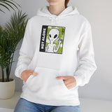 Not Alone Alien Unisex Hoodie UFO Graphic Pullover Sweatshirt Cartoon Extraterrestrial Sci Fi Space Themed Conspiracy Inspired Paranormal Streetwear