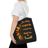 Sunflower Ho'oponopono Tote Bag Hawaiian Healing Prayer Design Spiritual Positivity Canvas Bag Mindfulness Reusable Durable Eco Friendly Shopping Tote
