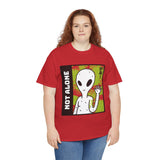 Unisex Not Alone Alien T Shirt Cartoon UFO Graphic Tee Extraterrestrial Sci Fi Space Themed Paranormal Conspiracy Inspired Streetwear Top