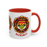Kathakali Accent Coffee Mug 11oz 15oz Kerala India Classical Dance Art Face Ceramic Cup Cultural Heritage South Indian Folk Design Traditional Festival Gift