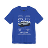 Cyber Truck Tesla Futuristic Electric Pickup Blueprint Art Unisex Heavy Cotton Tee Bold Streetwear Graphic Shirt For Car Lovers And Tech Enthusiasts