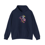 Snapshot of Madness Unisex Heavy Blend Hooded Sweatshirt Dark Comic Art Streetwear Design Bold Neon Graphic Hoodie Soft Fleece Comfort Wearable Art for Artists Dreamers and Creative Minds