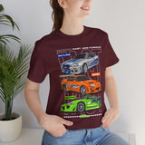 Street Racing Trio JDM Cars Graphic Unisex Heavy Cotton Tee for Drift Fans Performance Lovers and Streetwear Enthusiasts