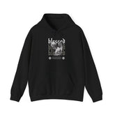 Blessed Angel Statue Graphic Unisex Heavy Blend Hooded Sweatshirt Gothic Streetwear Aesthetic Spiritual Bold Artistic Fashion Hoodie