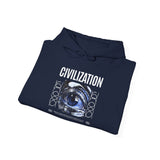 Civilization Eye Of Memory Graphic Unisex Heavy Blend Hooded Sweatshirt Futuristic Visionary Streetwear Abstract Blue Eye Gothic Hoodie