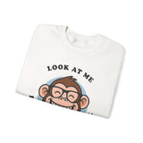Smiling Monkey Cartoon Good Luck Unisex Sweatshirt Funny Cute Graphic Pullover Positive Vibes Humor Design Cozy Warm Casual Wear Gift For Friends Family