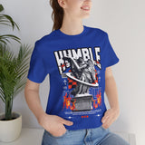 Humble Angel Statue Graphic Unisex Jersey Short Sleeve Tee Streetwear Fire Print T Shirt Bold Motivational Urban Fashion Outfit
