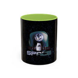 Space Galaxy Accent Coffee Mug 11oz 15oz Astronaut Spacecraft Earth Black Two Tone Ceramic Cup Gift for Space Lovers