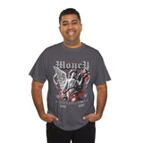 Money Bright Unisex Heavy Cotton Tee Angel Statue Graphic Gothic Streetwear Red Neon Aesthetic Artistic Fashion Statement T Shirt