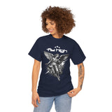 Fly High Angel Design Unisex Heavy Cotton Tee Streetwear Graphic T Shirt Spiritual Guardian Winged Warrior Style