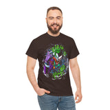 Vibrant Comic-Symbiotic Madness Unisex Heavy Cotton Tee Bold Gothic Streetwear Dark Psychological Art Design Intense Graphic Statement Shirt for Visionaries and Creators