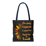 Sunflower Ho'oponopono Tote Bag Hawaiian Healing Prayer Design Spiritual Positivity Canvas Bag Mindfulness Reusable Durable Eco Friendly Shopping Tote