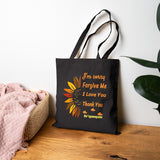 Ho’oponopono Sunflower Tote Bag Cotton Canvas Hawaiian Healing Design I Am Sorry Forgive Me I Love You Thank You Spiritual Affirmation Durable Reusable Eco Friendly Carry Bag