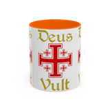 Deus Vult Accent Coffee Mug 11oz 15oz Red Cross Knight Crusader Ceramic Cup Bold Medieval Design Christian Symbol Faith Inspired Coffee Tea Gift Drinkware