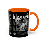 Blessed Angel Statue Graphic Accent Coffee Mug 11oz 15oz Gothic Streetwear Aesthetic Spiritual Artistic Ceramic Drinkware