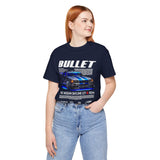 Bullet Blue Street Racing Artwork Unisex Heavy Cotton Tee High Performance Inspired Graphic Shirt For Car Lovers And Urban Streetwear Fans