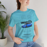 Blue Rally Inspired Performance Sedan Artwork Unisex Heavy Cotton Tee High Speed Streetwear Graphic Shirt For Car Enthusiasts And Automotive Art Lovers