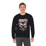 Death Silence Skull Fire Graphic Unisex Heavy Blend Crewneck Sweatshirt Gothic Horror Streetwear Bold Vintage Dark Flame Skull Pullover