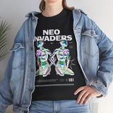 Neo Invaders Futuristic Holographic Graphic Unisex Heavy Cotton Tee Bold Sci Fi Cyberpunk Streetwear Statement T Shirt
