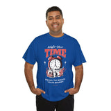 Waste Your Time Unisex Heavy Cotton Tee Graphic Black T Shirt Motivational Hustle Money Clock Streetwear Bold Entrepreneur Mindset Fashion Outfit