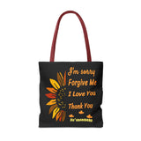 Sunflower Ho'oponopono Tote Bag Hawaiian Healing Prayer Design Spiritual Positivity Canvas Bag Mindfulness Reusable Durable Eco Friendly Shopping Tote