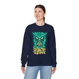 The Watcher Owl All Seeing Wisdom Unisex Heavy Blend Crewneck Sweatshirt Neon Mystic Streetwear Sweatshirt With Geometric Owl Symbol Futuristic Glow Design For Visionaries Creators And Spiritual Thinkers