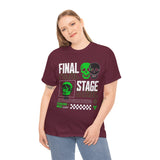 Final Stage Unisex Heavy Cotton Tee Graphic Black T Shirt Skull Neon Green Streetwear Futuristic Cyberpunk Bold Artistic Fashion Outfit