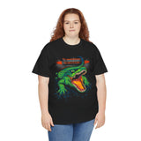 Beast Of The Stadium Unisex Heavy Cotton Tee Electric Crocodile Power Design Bold Neon Green Reptile Artwork For Streetwear And Fearless Fashion Lovers