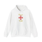 Unisex Deus Vult Hoodie Medieval Crusader Cross Heavy Blend Hooded Sweatshirt Warrior Knight Inspired Vintage Christian Symbol Streetwear