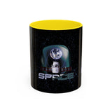 Space Galaxy Accent Coffee Mug 11oz 15oz Astronaut Spacecraft Earth Black Two Tone Ceramic Cup Gift for Space Lovers
