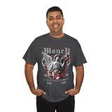 Money Bright Unisex Heavy Cotton Tee Angel Statue Graphic Gothic Streetwear Red Neon Aesthetic Artistic Fashion Statement T Shirt