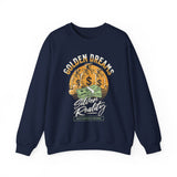 Golden Dreams Silver Reality Money Graphic Unisex Heavy Blend Crewneck Sweatshirt Hustler Motivational Dollar Cash Streetwear
