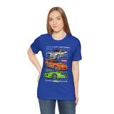 Street Racing Trio JDM Cars Graphic Unisex Heavy Cotton Tee for Drift Fans Performance Lovers and Streetwear Enthusiasts