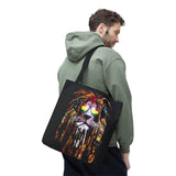 Rasta Lion Eco Tote Bag Vibrant Reggae Inspired Artistic Lion with Headphones Jamaican Island Style Bold Art Print Durable Cotton Canvas Bag for Music Lovers Travel or Daily Use by KLASSORO