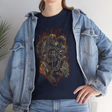 Burning Jester Skull Unisex Heavy Cotton Tee Gothic Flame Joker Skeleton Streetwear T Shirt Bold Dark Fantasy Design Perfect For Rebels Gamers Metal Lovers And Artists