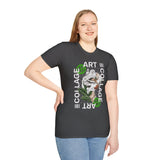 Collage Art Unisex Softstyle T Shirt Modern Graphic Tee Black Futuristic Nature Inspired Abstract Design Minimalist Streetwear Creative Fashion Outfit