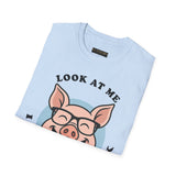 Laughing Pig Fun Cartoon Unisex Heavy Cotton Tee Trendy Humor Streetwear Graphic Shirt Perfect Gift for Friends Birthdays Casual Wear