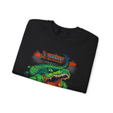 Beast Of The Stadium Unisex Crewneck Sweatshirt Heavy Fleece Blend Neon Crocodile Power Design Electric Green Reptile Streetwear Bold Statement Fashion For Cold-Season Trendsetters
