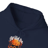 Wildfire Skull Flames Unisex Heavy Blend Hooded Sweatshirt Gothic Inferno Graphic Bold Streetwear Motivational Statement Hoodie