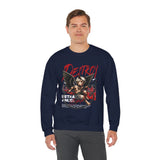 Unisex Heavy Blend Crewneck Sweatshirt Betrayed Angel Destroy Graphic Pullover Black Gothic Streetwear Fire Print Bold Motivational Urban Fashion Outfit