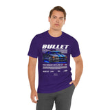 Bullet Blue Street Racing Artwork Unisex Heavy Cotton Tee High Performance Inspired Graphic Shirt For Car Lovers And Urban Streetwear Fans