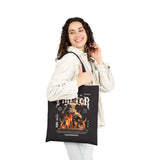 Fighter Resilience Victorious Flame Statue Graphic Cotton Canvas Tote Bag Unisex Motivational Durable Reusable Streetwear
