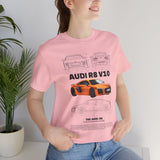 Orange Mid Engine Supercar Blueprint Artwork Unisex Heavy Cotton Tee High Performance Inspired Streetwear Graphic Shirt For Car Enthusiasts And Automotive Art Fans