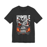 Unisex Jersey Short Sleeve Tee Humble Angel Statue Graphic Streetwear Fire Print T Shirt Bold Motivational Urban Fashion Outfit