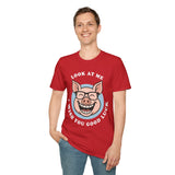 Laughing Pig Fun Cartoon Unisex Heavy Cotton Tee Trendy Humor Streetwear Graphic Shirt Perfect Gift for Friends Birthdays Casual Wear