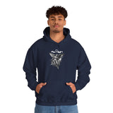 Fly High Angel Design Unisex Heavy Blend Hooded Sweatshirt Spiritual Guardian Winged Warrior Streetwear Hoodie