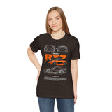 Orange Retro JDM Inspired Sports Coupe Blueprint Unisex Heavy Cotton Tee Street Racing Art Shirt for Car Lovers Daily Wear