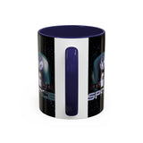 Space Galaxy Accent Coffee Mug 11oz 15oz Astronaut Spacecraft Earth Black Two Tone Ceramic Cup Gift for Space Lovers